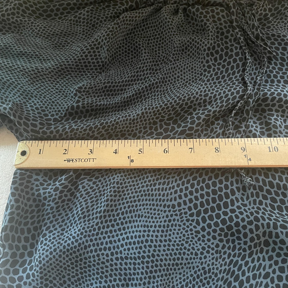 Parker Shirt Women XS Blue Black‎ Silk Peasant Ruffle Sleeve Sheer Animal Print - Picture 6 of 11